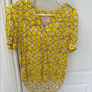 Anthropologie Yellow Graphic Blouse Relaxed Fit